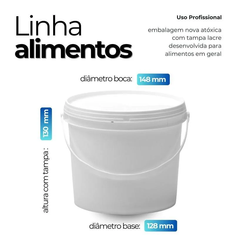 Balde Para Vaselina De 1.8 Litros 9 Pçs