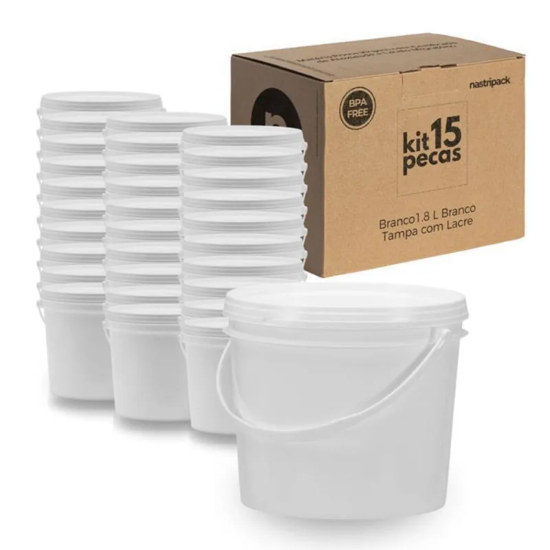 Balde 1.8 Litros Branco Para Guincho 15 Pçs