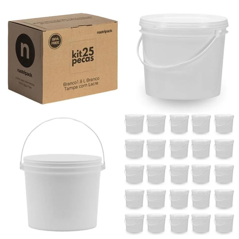 Balde 1.8 Litros Branco Para Oleo Automotivo 25 Pçs