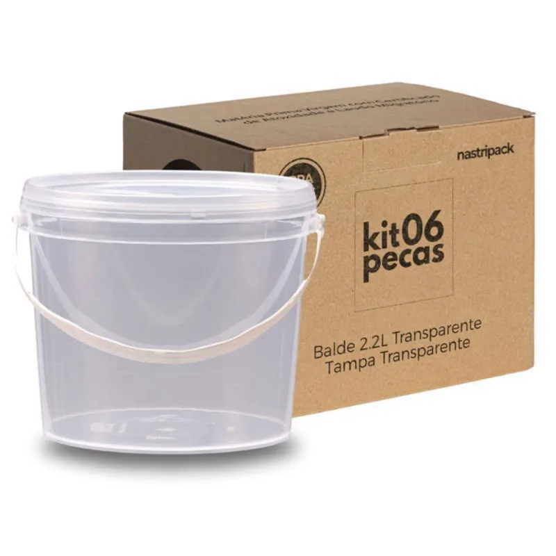 Balde 2.2L Transparente Para Armazenar Carne - Kit 6 Pçs