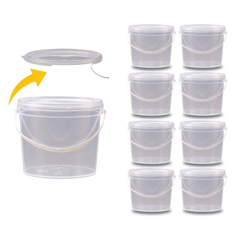 Balde Para Slime 2.2 Litros Transparente - Kit 8 Pçs