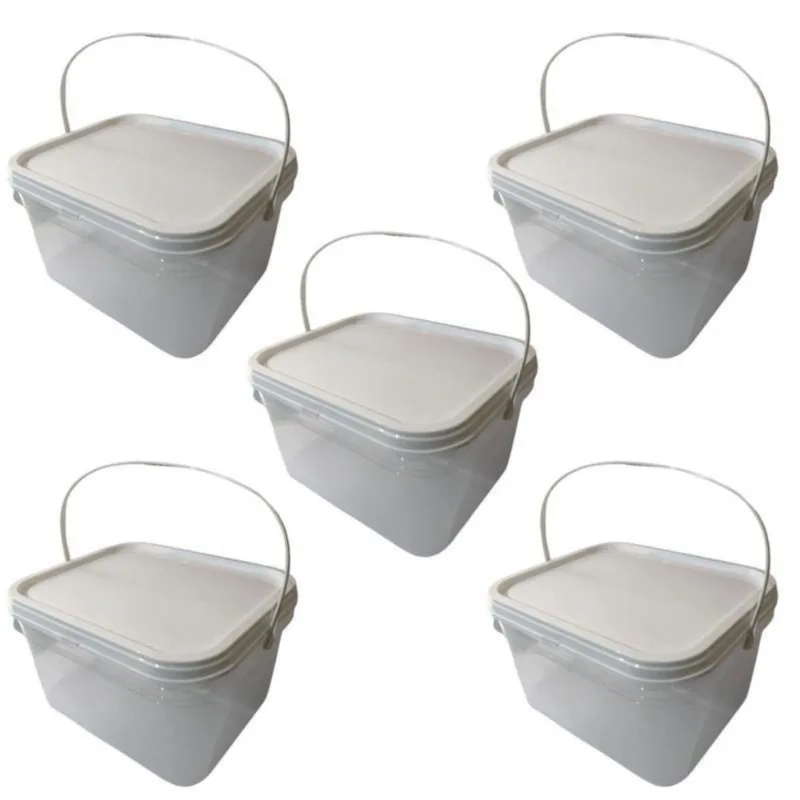 Balde Para Fazer Slime 2.4 Litros Transparente-Kit 5 Pçs