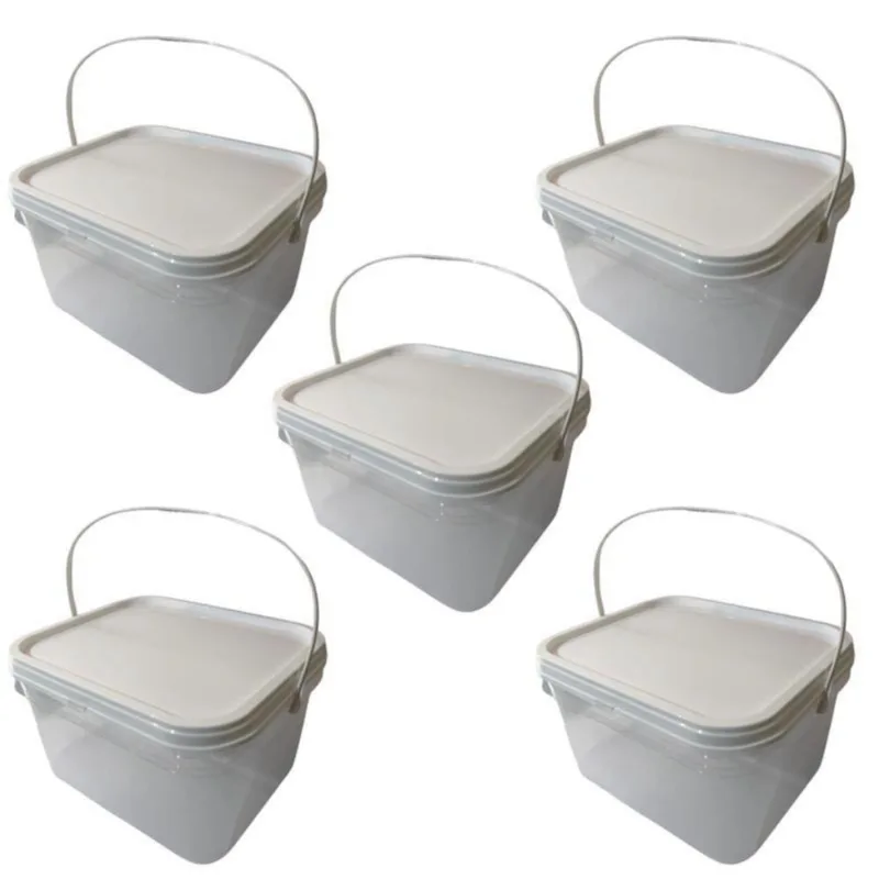 Balde Para Armazenar Mel 2.4 Litros Com Tampa-Kit 5 Pçs