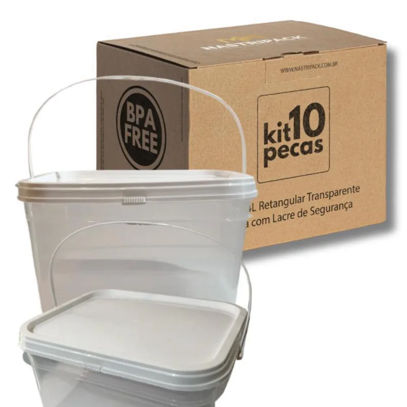 Balde Transparente De 2.4 Litros-Kit 10 Pçs