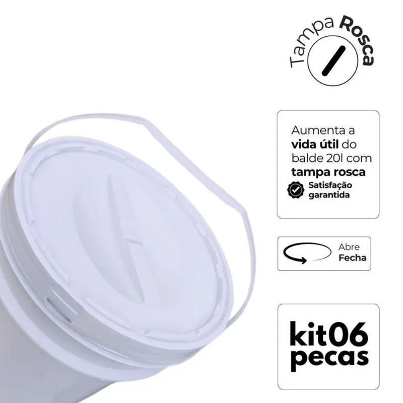 Balde Tampa Rosca Para Hobby - Kit 6 Pçs