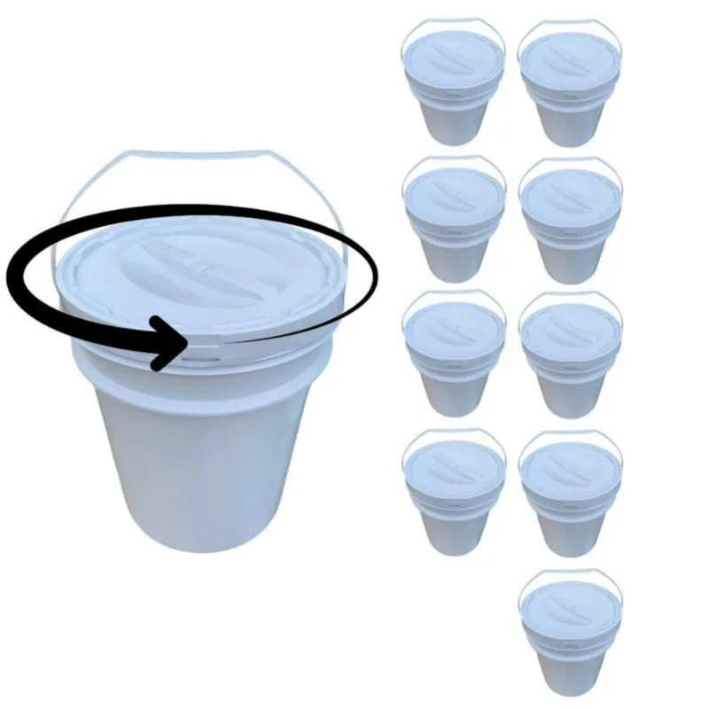 Balde 20L Tampa Rosqueavel Para Graos - Kit 9 Pçs
