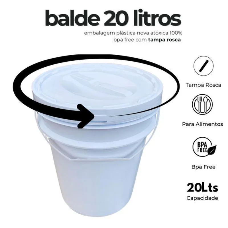 Balde Para Vaselina Alça Plástica E Tampa Rosca - Kit 12 Pçs