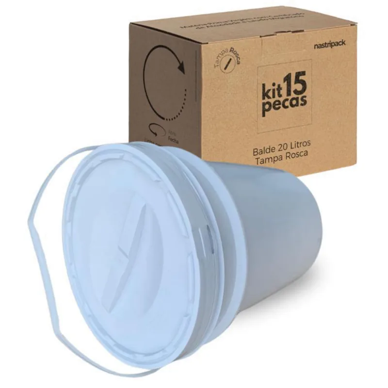 Balde 20 Litros Tampa Rosqueavel Para Padarias - Kit 15 Pçs
