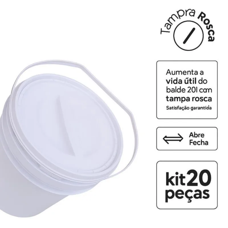 Balde Empilhável 20 Litros Tampa Rosca - Kit 20 Pçs