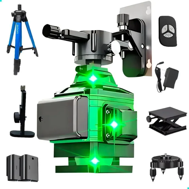 10x Nível A Laser 360º Verde 12 Linhas 3d Com Tripé Profiss