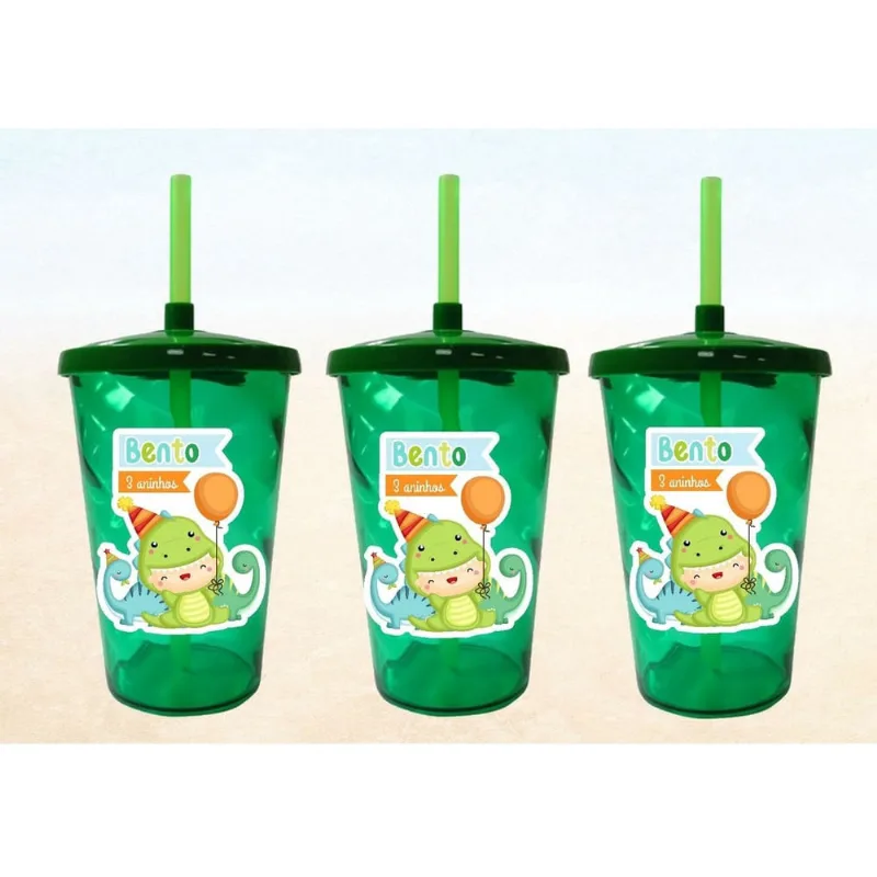 25 unid - Copo twister 400 ml - Dinossauro Baby