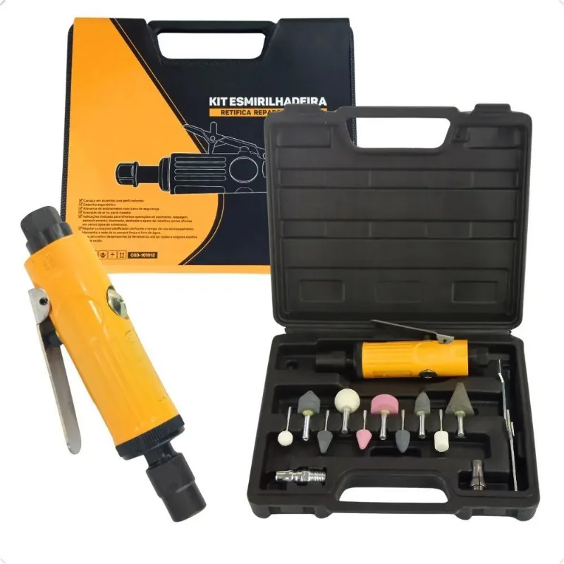10x Micro Retífica Pneumática Esmeril Profissional Com Male