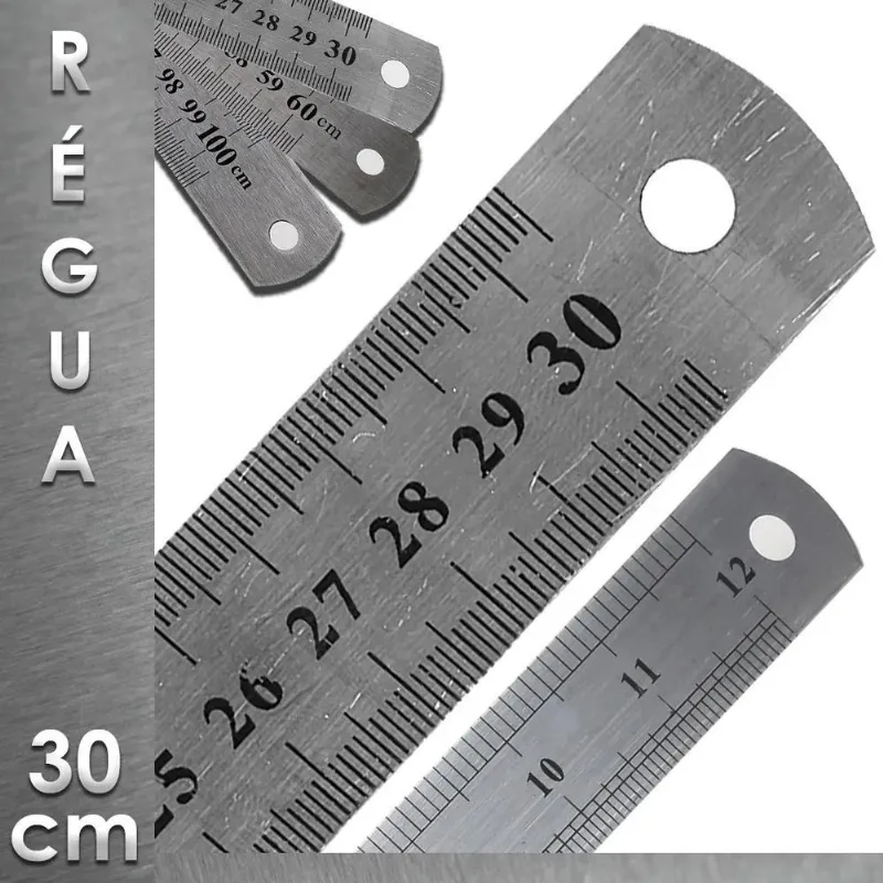 5x Régua De Metal Aço Inox 30 Cm Para Artesanato Nybc