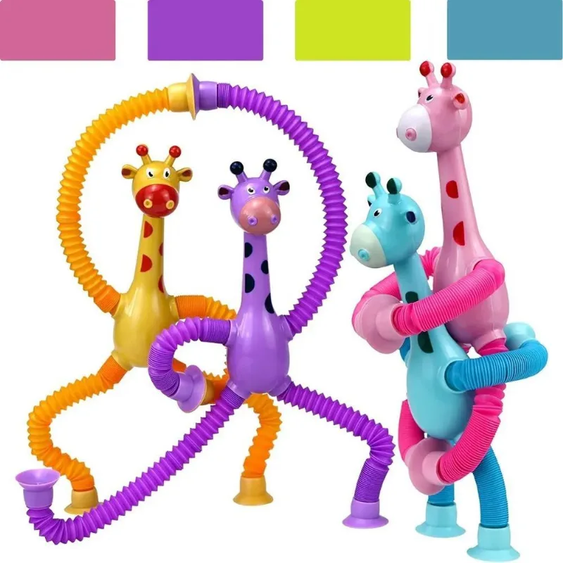 Kit 4 Girafa Estica E Gruda Melman Pop It Tubo Tik Tok Cor S