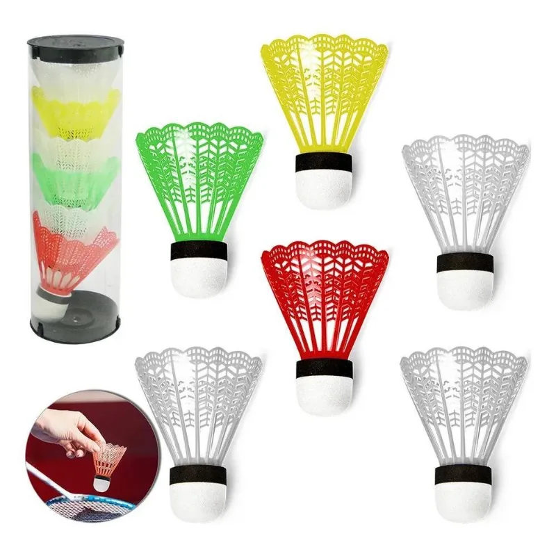 3x Peteca Para Badminton Colors Com 6 Pecas 8x6,5cm
