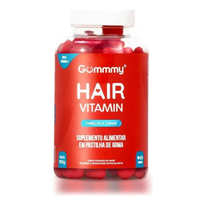 Suplemento Alimentar Gummy Hair Sabor Morango 60 Unidades