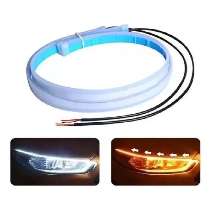 3x Kit Fita Led 60cm Drl 3k 6k Flexível Farol E Seta Univers