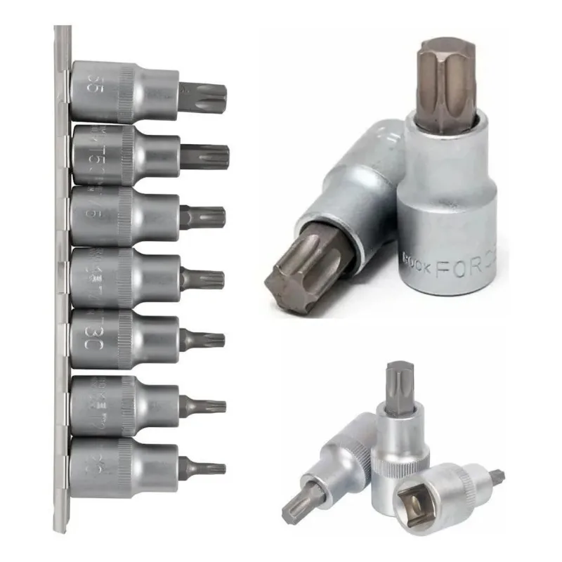 5x Jogo De Soquetes Bits Torx T20 A T55 Encaixe 1/2 Com 7 P