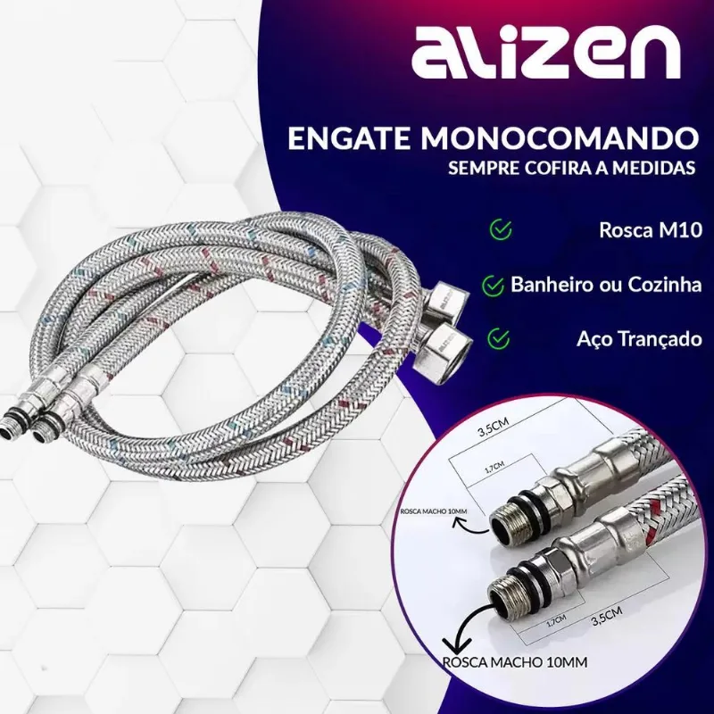 5x Engate Mangueira Flexível Misturador Monocomando 60 Cm Pa