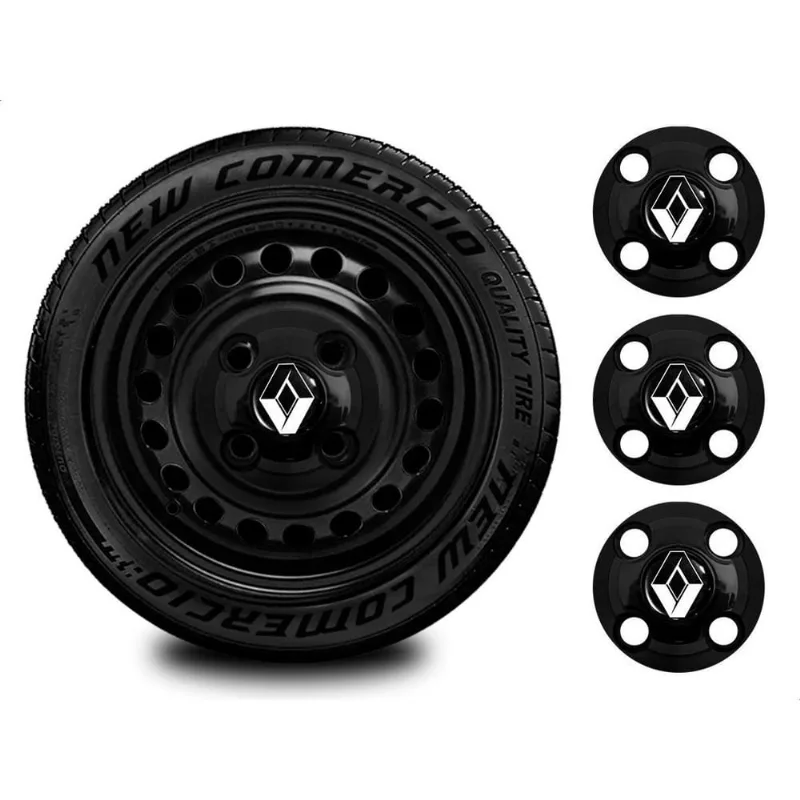 Kit Calotinha Central Renault Logan Aro 13-15 Preta 4 Furos