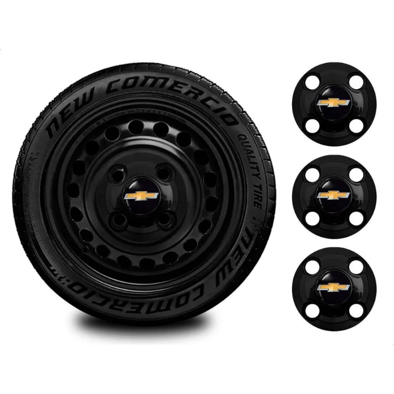 Kit Calotinha Meriva Aro 13-15 Roda Preta 4X100 4 Furos