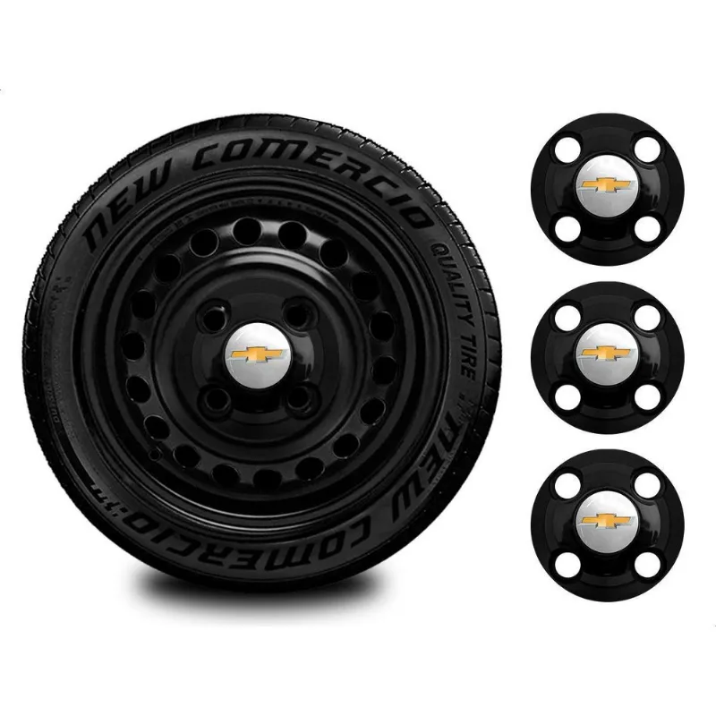 Kit Calotinha Meriva Aro 13-15 Roda Preta 4x100 4 Furos