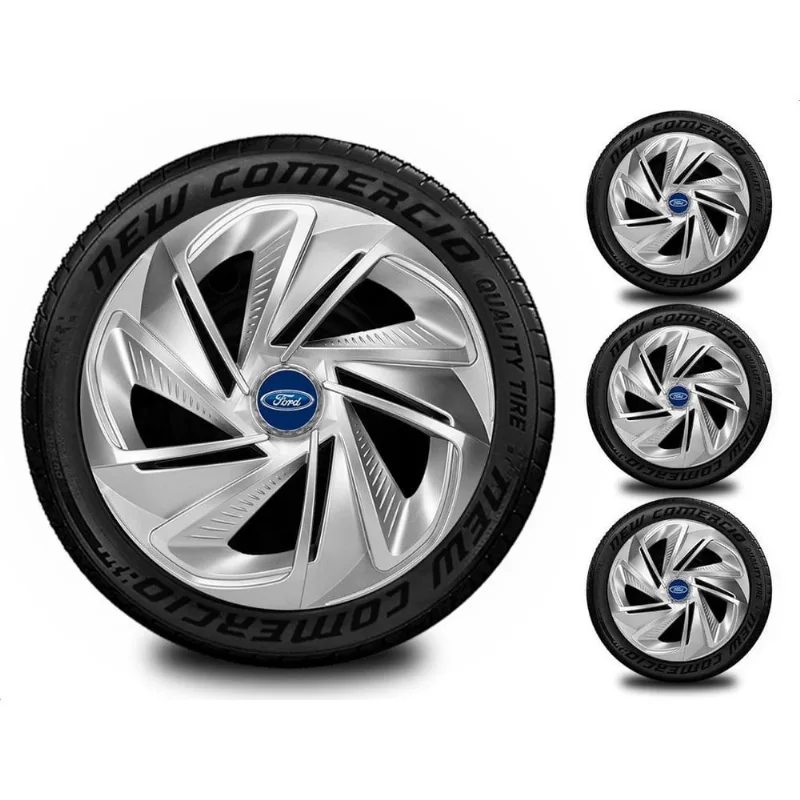 Jogo 4 Calotas Esportivas Aro 13 Todos Ford Preto Brilhante