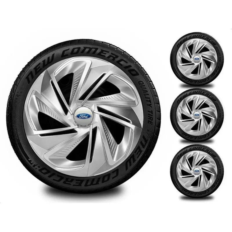 Jogo 4 Calotas Esportivas Aro 13 Todos Ford Preto Brilhante