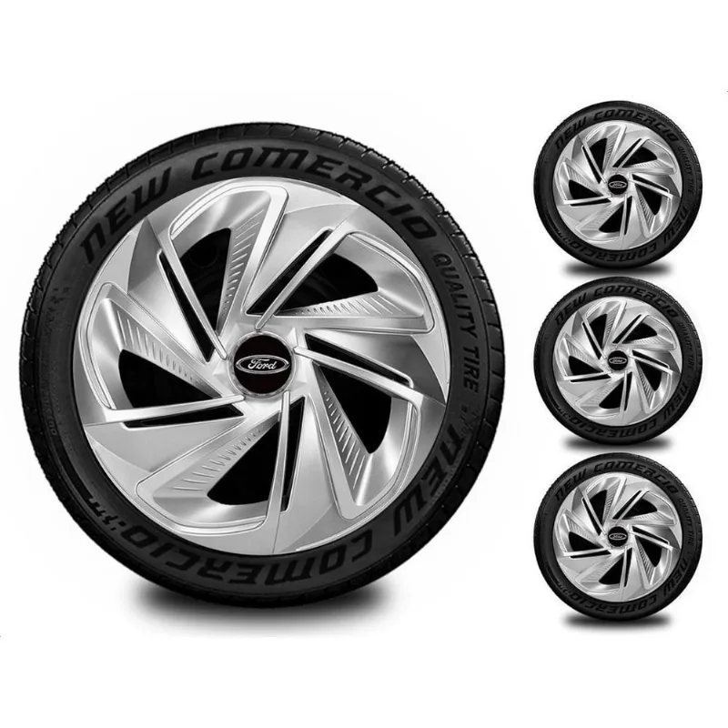 Jogo 4 Calotas Esportivas Aro 13 Todos Ford Preto Brilhante
