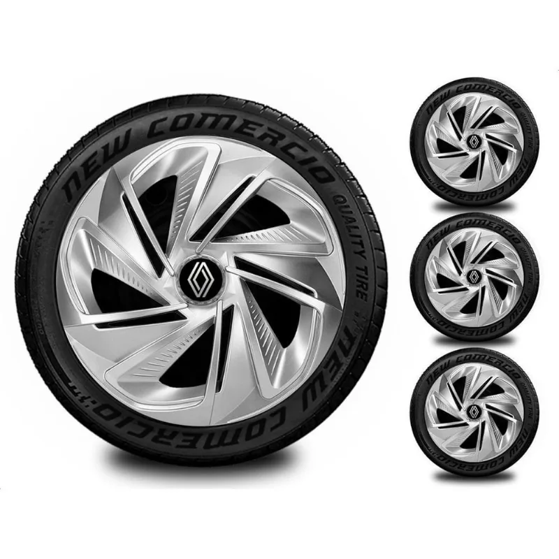 Jogo 4 Calotas Esportivas Aro 14 Renault Prata