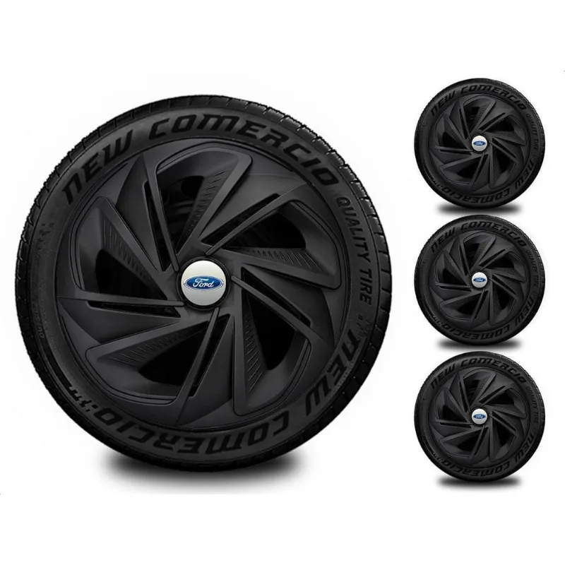 Jogo 4 Calotas Esportivas Aro 13 Todos Ford Preto Fosco