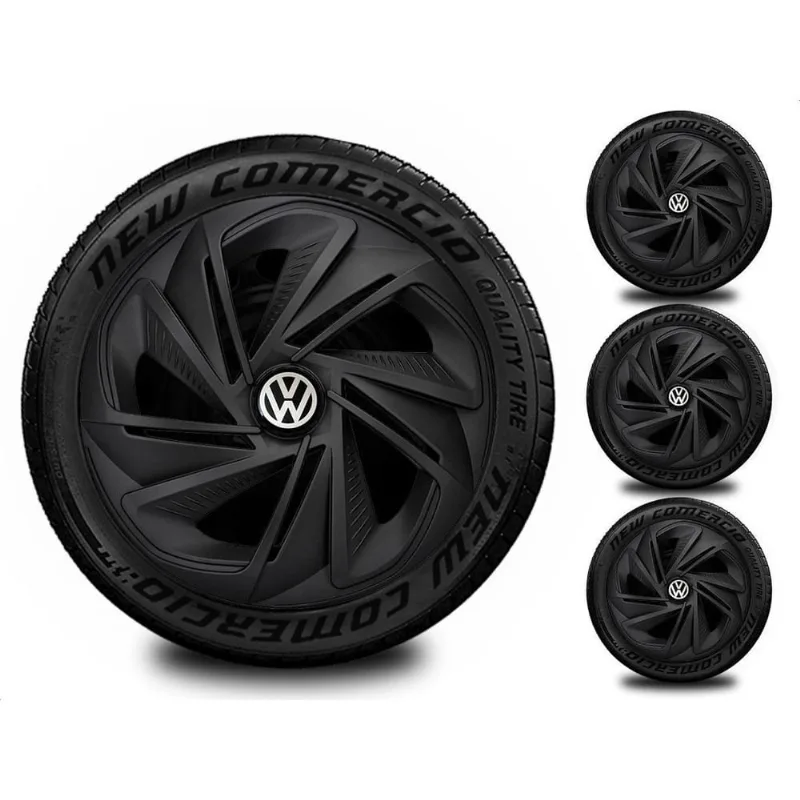 Jogo 4 Calotas Esportivas Aro 14 Volks Preto Fosco