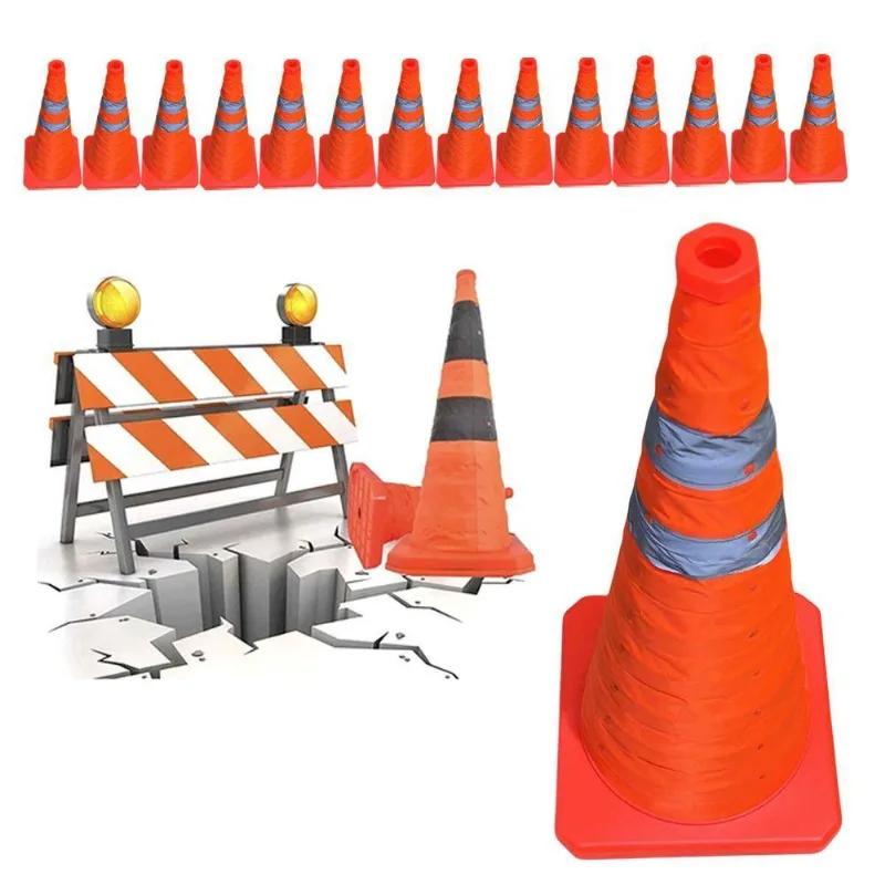 Cone De Sinalização Retrátil Su-cone3-1 Portátil Refletivo Laranja Leva Pra Malhar 23cm Kit 14