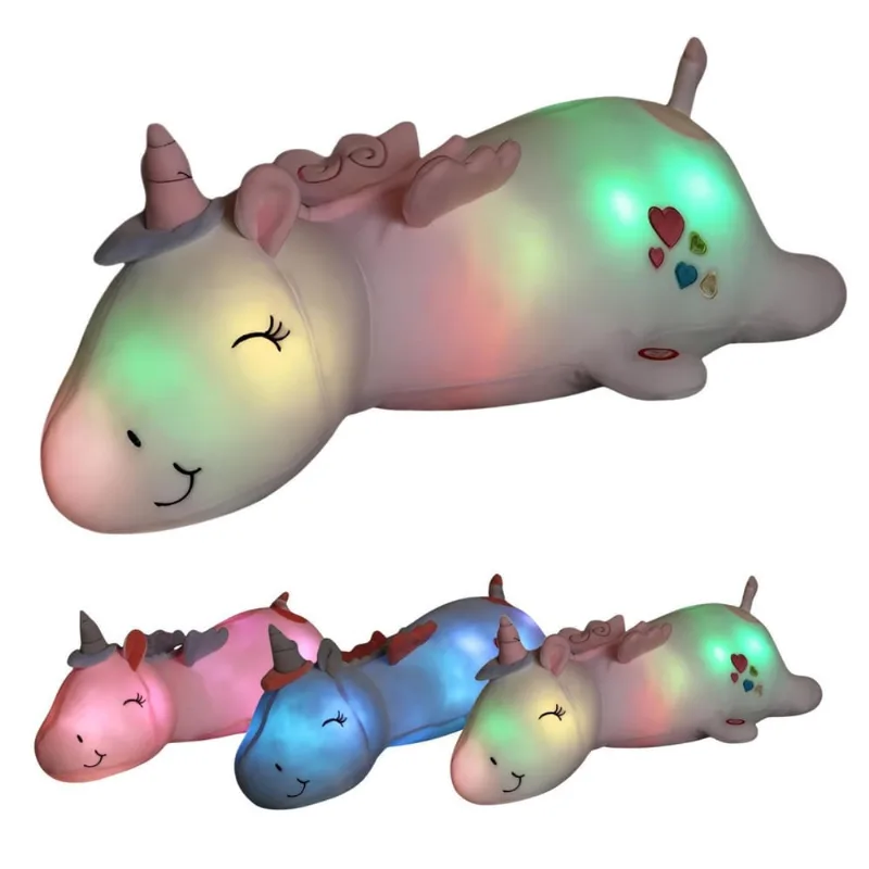Unicornio Pelucia Com Led Confortável Ajuda Dormir - Branco