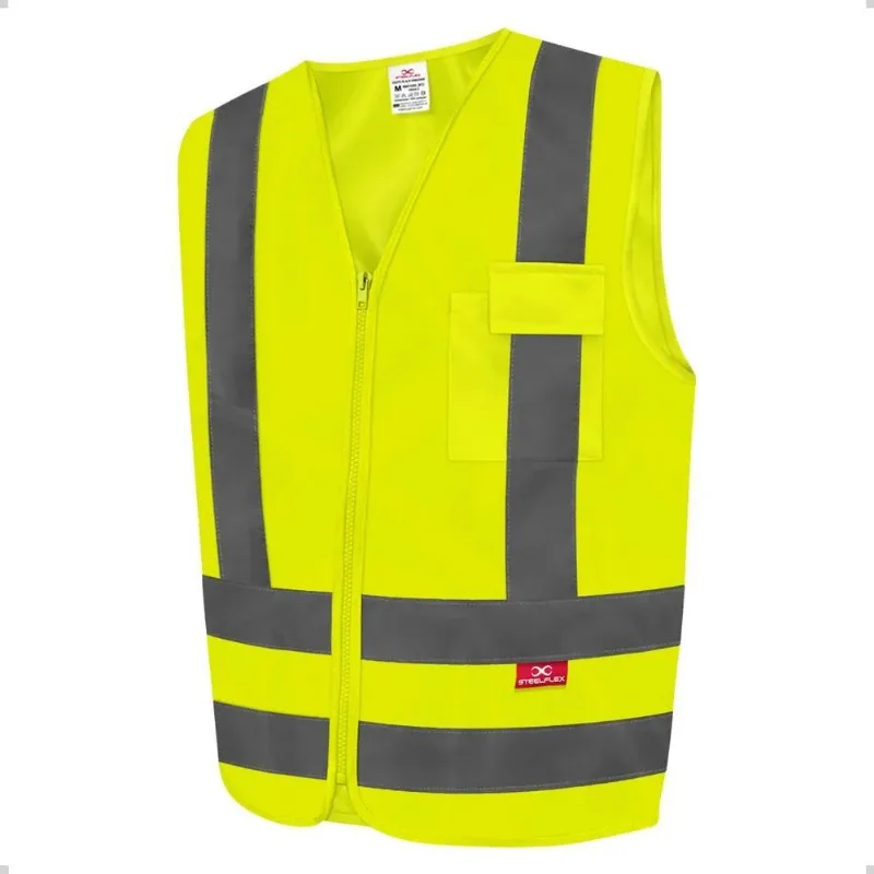Colete Refletivo Com 1 Bolso Amarelo Fluorescente Steelflex