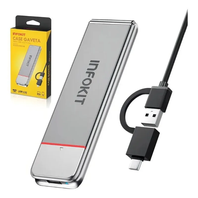 3x Case Para Ssd M.2 Pcie Nvme M-key Conexão Usb Tipo-c E Us