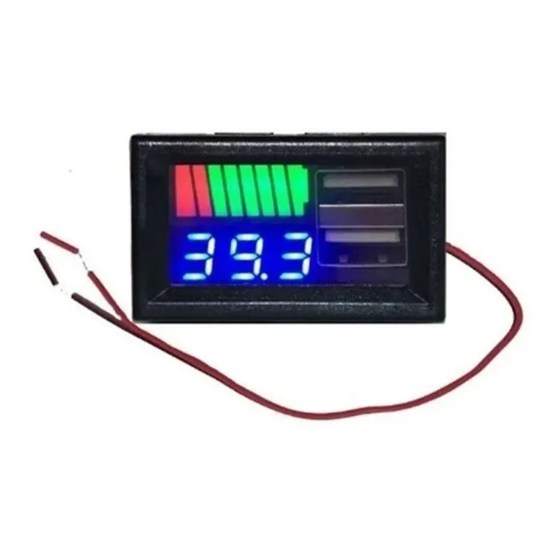 Voltímetro Digital Medidor Bateria 12v Porcentagem Com Usb