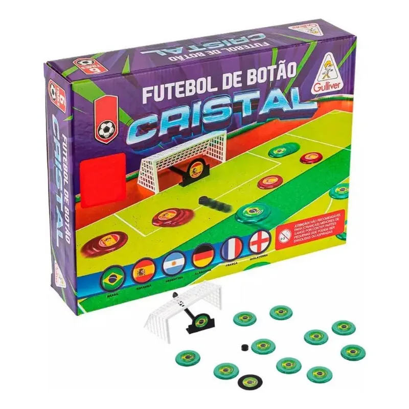 3x Jogo Futebol De Botão Cristal Gulliver 6 Seleções Time Mu