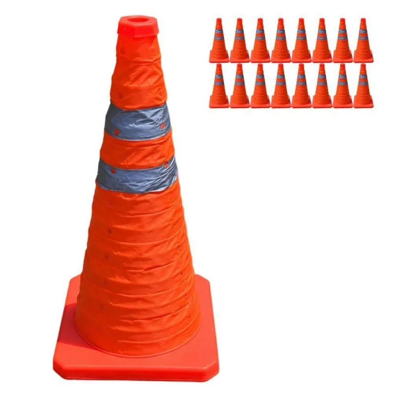 Cone de Sinalização SU-CONE3-1 Retrátil Portátil Refletivo Laranja Economia Solar 50CM - Economia Solar