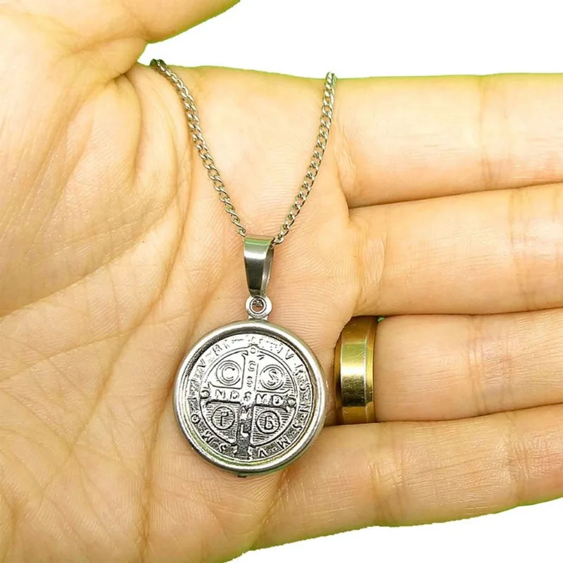 Colar Medalha São Bento Aço Inox Inoxidável Unissex