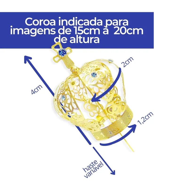 Coroa Dourada Para Imagem de Nossa Senhora Aparecida 20cm - Não Disponível - Artigos De Festa