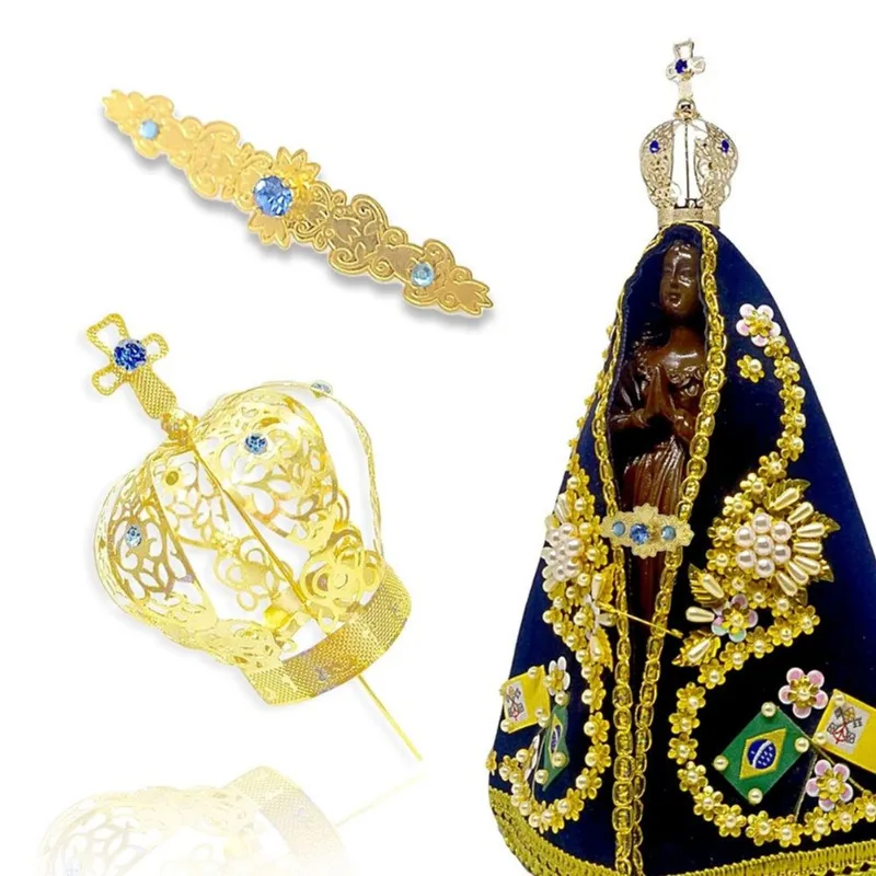 Kit 10 Combo Coroa Nº6 + Broche Nossa Senhora Aparecida 40cm