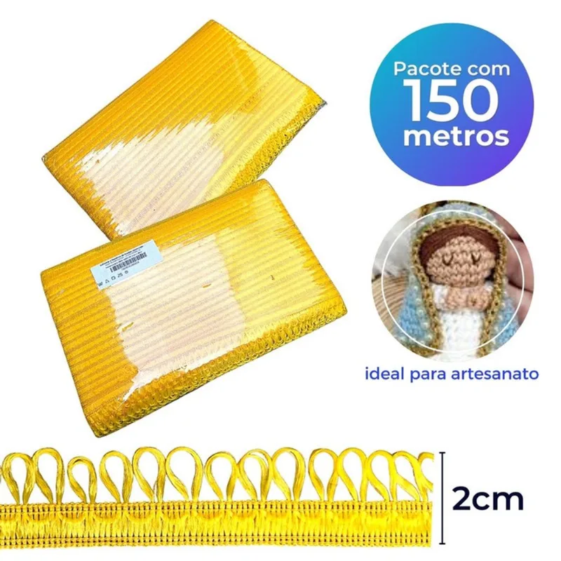 Aviamento Franja Passamanaria Ponto Curvo 2cm Com 150m