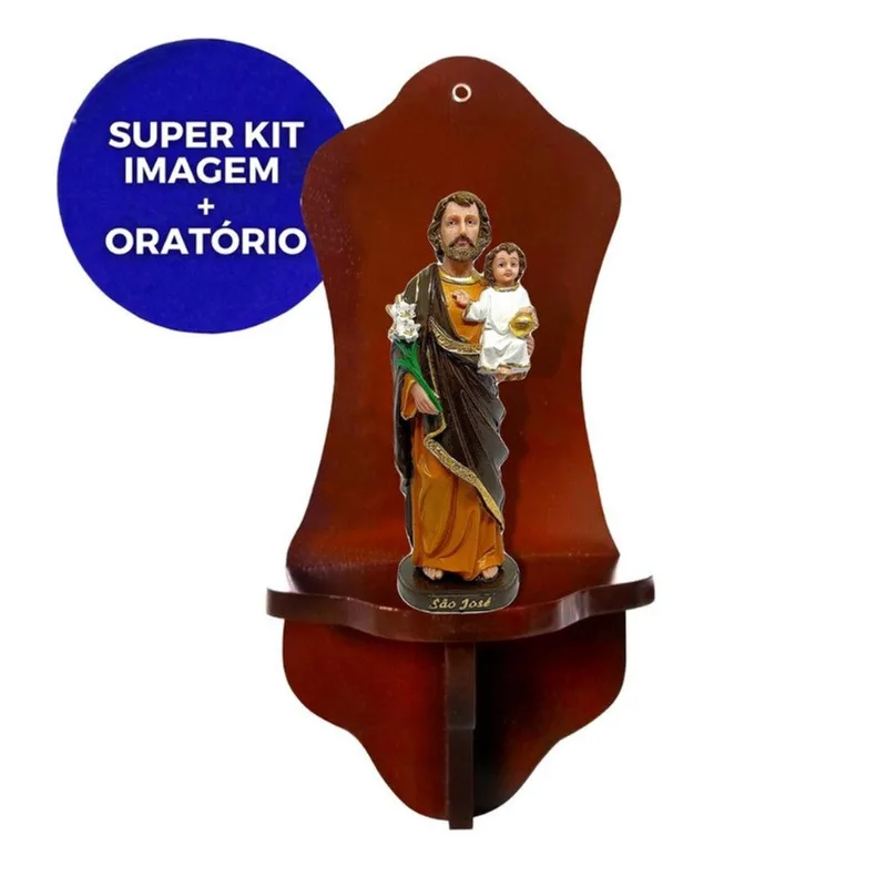 Capela Oratório com Imagem Sao Jose Resina Importado 34cm