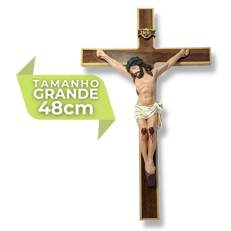 Crucifixo De Parede Artesanal Cruz Para Sala 48cm