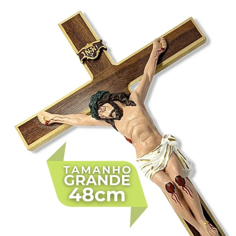 Crucifixo Para Porta Em Madeira Lindo Cruz Grande 48cm