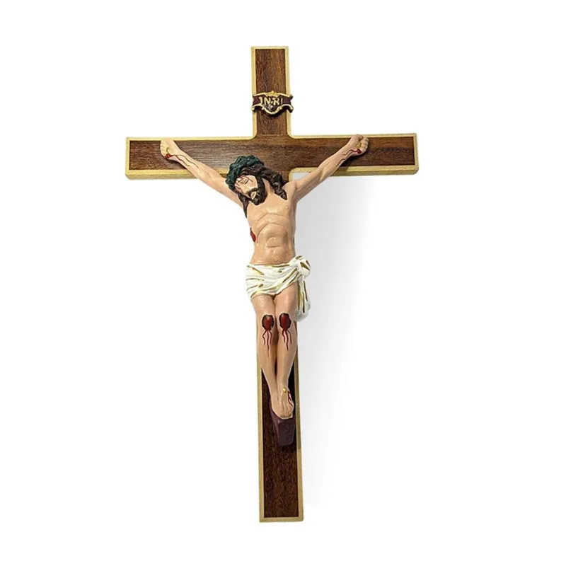 Crucifixo Para Parede Quarto Sala Cruz Madeira 48cm