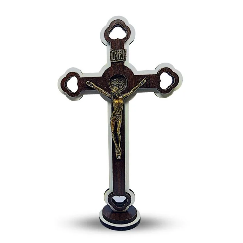 Crucifixo De Parede Porta 20cm Com Cristo Em Gesso
