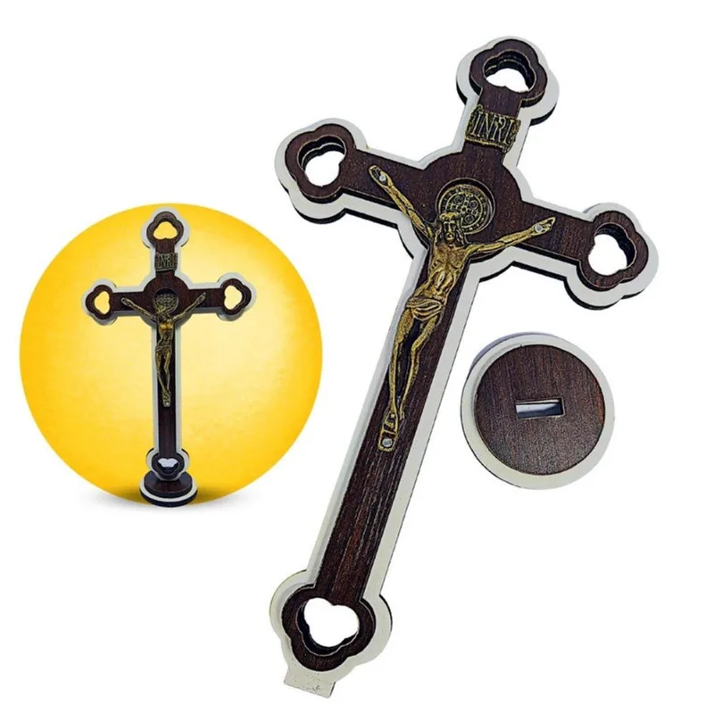 Crucifixo Para Porta De Entrada Cruz Em Madeira 20cm