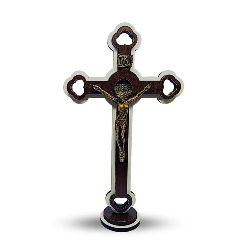 Crucifixo Cruz Em Madeira Grande Para Quarto 28cm